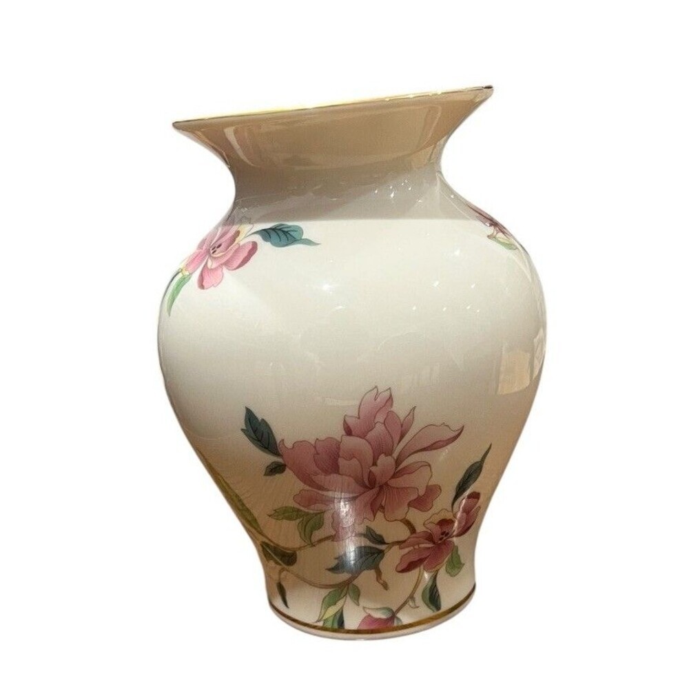 Lenox Barrington Vase Estate Porcelain Collection 5 1/2" Pink Flowers